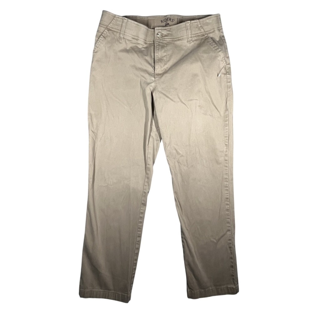 Riders by Lee Women's Size 10P Petite Khaki Straight‎ Leg Cropped Chino Pants